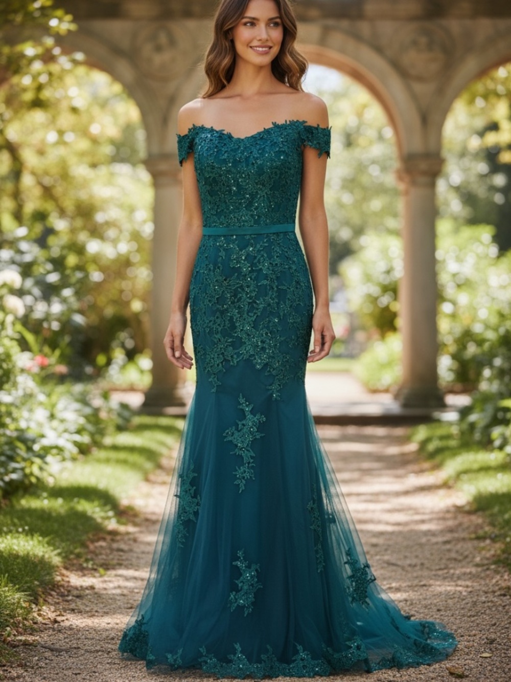 🤩 Luulla Emerald Green Lace Evening Gown - size 6-8 (see chart) tag missing